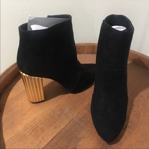 Black with gold heel accent bootie